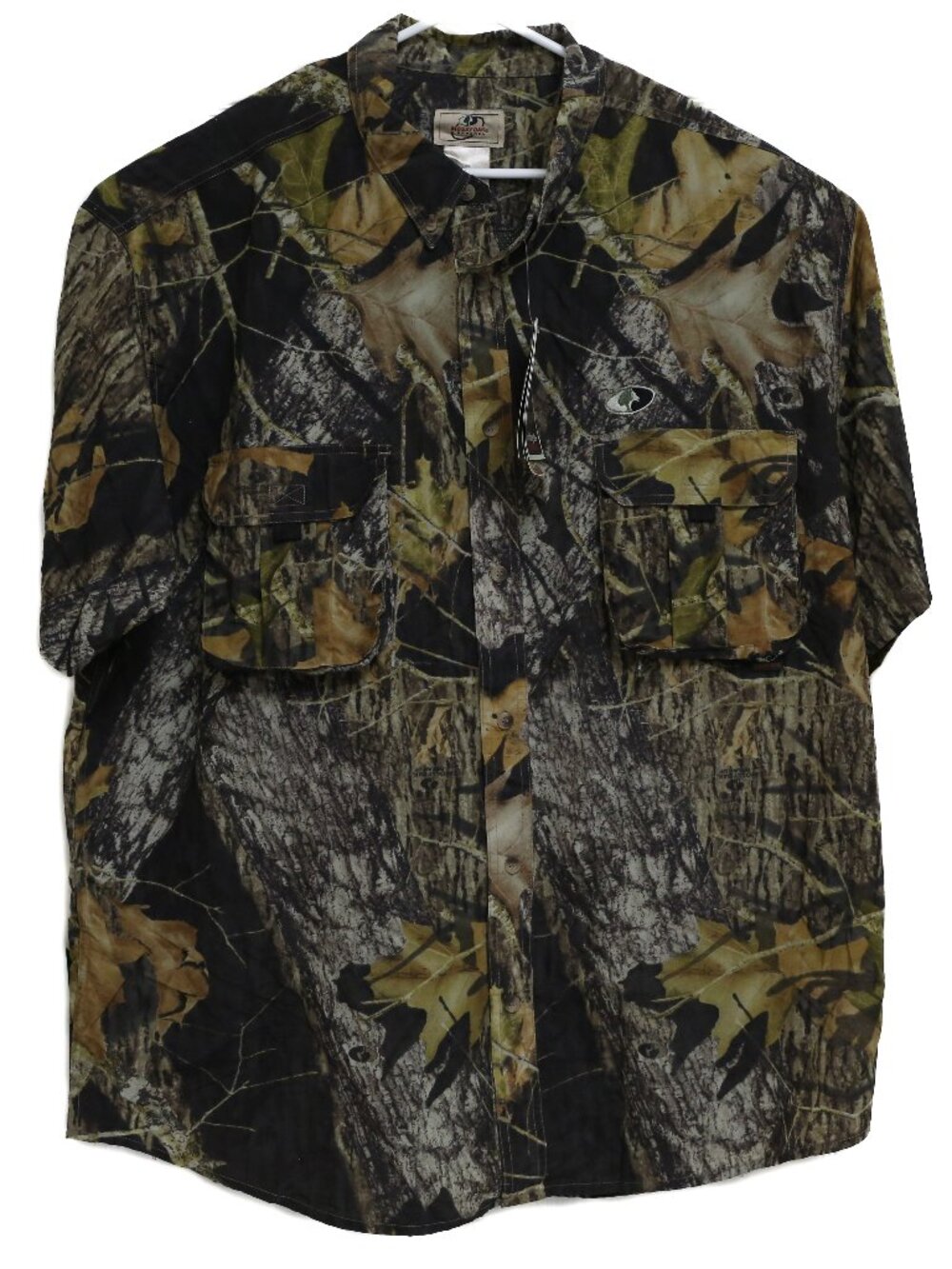 Mossy Oak Break Up Camo Button Down Shirt Size 2XL Short Sleeve Vented Hunting